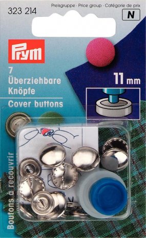 Prym überziehbare Knöpfe m. Werkzeug MS 11 mm silberfarbig 