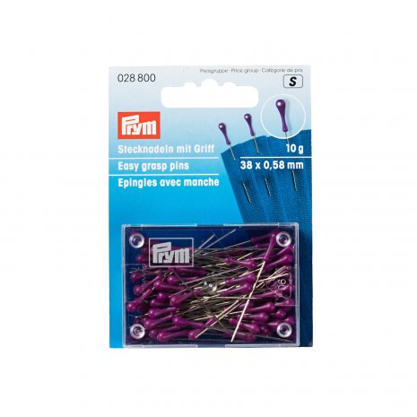Prym Steck-Nadel mit Griff 38 x 0,58 mm silberfarbig violett 