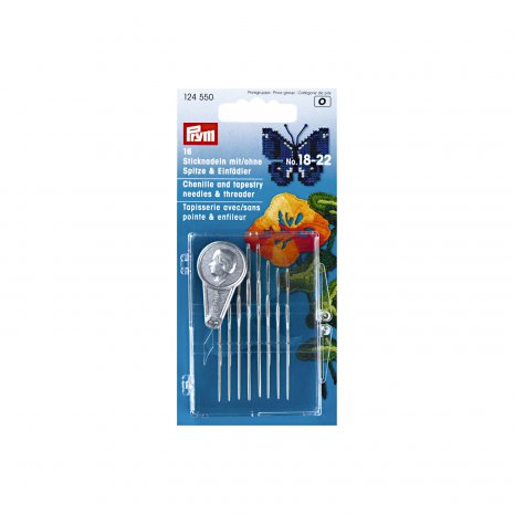 Prym Sticknadel-Sortiment ST 18-22 m./o. Spitze+Einfädler silber 