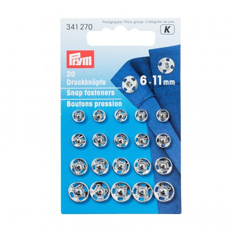 Prym Annäh-Druckknöpfe MS 6-11mm silber 