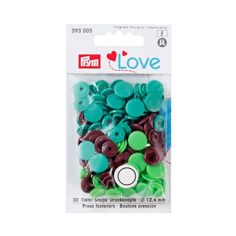 Prym Love Color Snaps 12,4mm grün/hellgrün/braun Mischpackung 