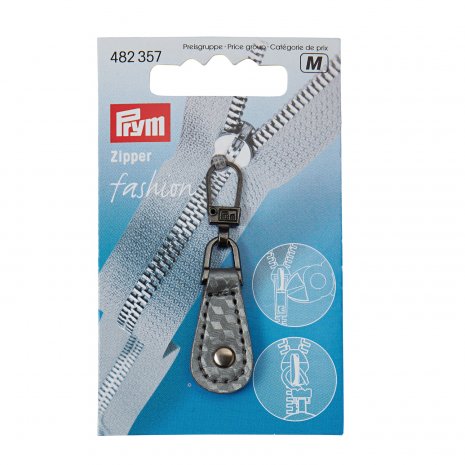 Prym Fashion-Zipper Lederimitat grau/silber 