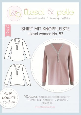 lillesol Damen Shirt m. Knopfleiste No. 53  Gr. 34-50 