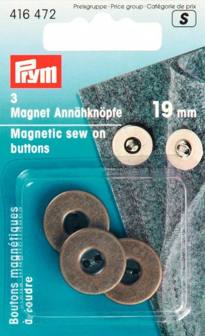 Prym Magnet-Annähknöpfe 19 mm altmessing 