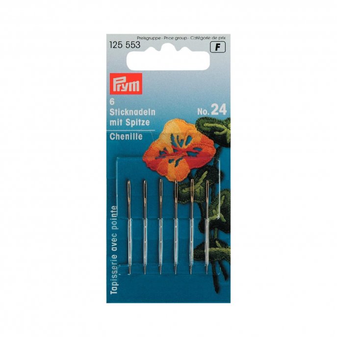 Prym Sticknadeln mit Sp. ST 24 0,80 x 37 mm silberfarbig 