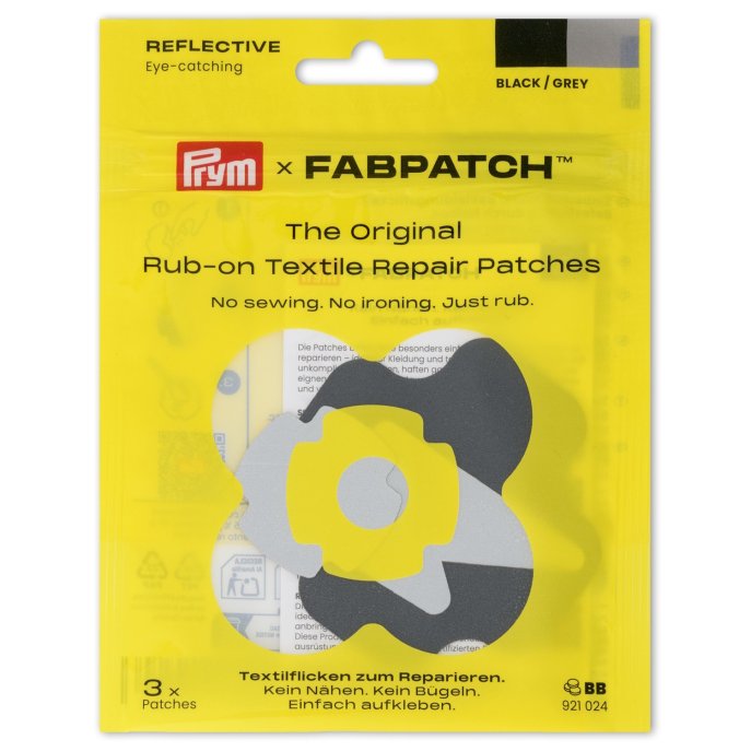 Prym Rub-on Patch REFLECTIVE schwarz/grau 3St 