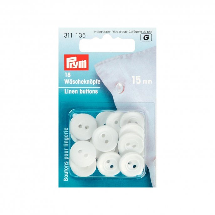Prym Wäscheknöpfe Kunststoff 24'' 15 mm weiß 