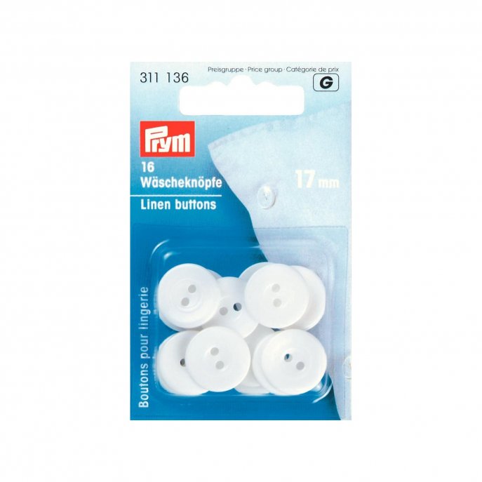 Prym Wäscheknöpfe Kunststoff 26'' 17 mm weiss 