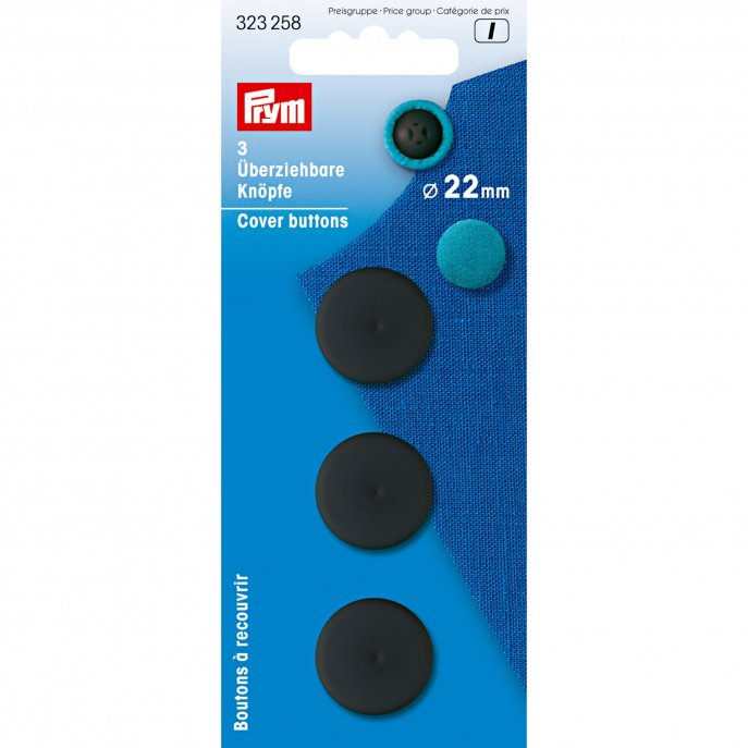 Prym Überziehbare Knöpfe KST 22 mm schwarz NML 