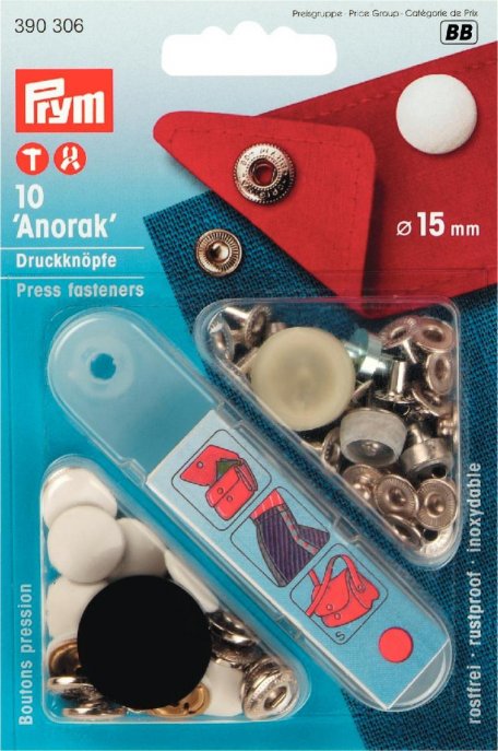 Prym NF-Druckknopf Anorak MS 15 mm weiß 