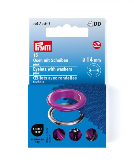 Prym Ösen mit Scheiben bunt MS 14mm  