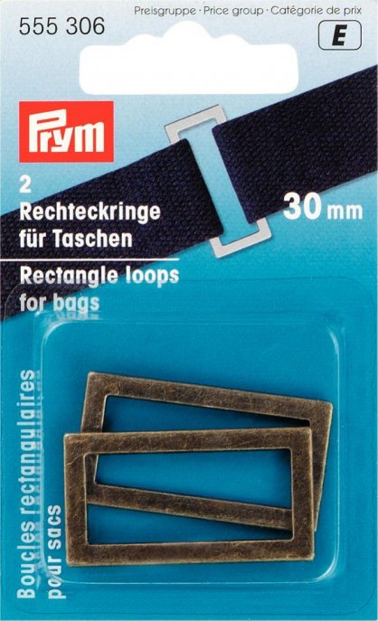 Prym Rechteckringe für Taschen 30 mm altmessing  NML 