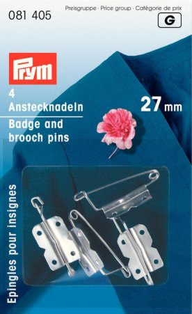 Prym Anstecknadeln m. Plättchen EIS 27 mm silberfarbig 