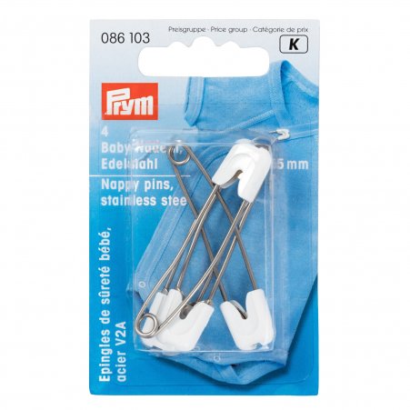 Prym Baby-Sicherheitsnadeln VA/KST Kap 55 mm weiß 