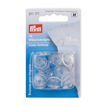Prym Wäscheknöpfe Kunststoff 24'' 15 mm transparent 