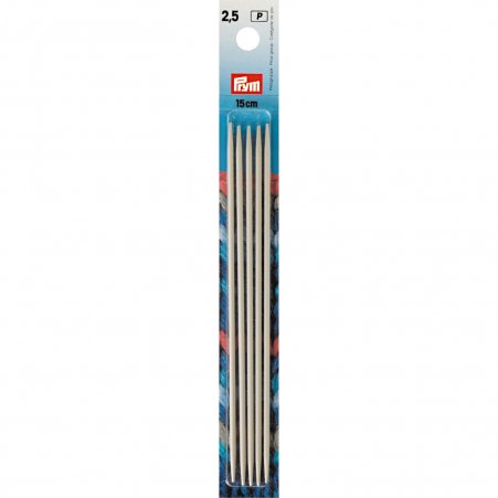 Prym Strumpfstricknadeln ALU 15 cm 2,50 mm grau 