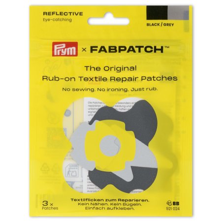 Prym Rub-on Patch REFLECTIVE schwarz/grau 3St 