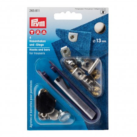 Prym NF-Hosenhaken und Stege ST 13 mm silberfarbig/brüniert 