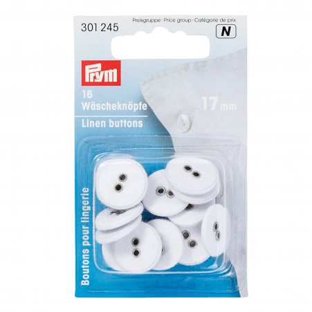 Prym Wäscheknöpfe Leinen 26'' 17 mm weiss 