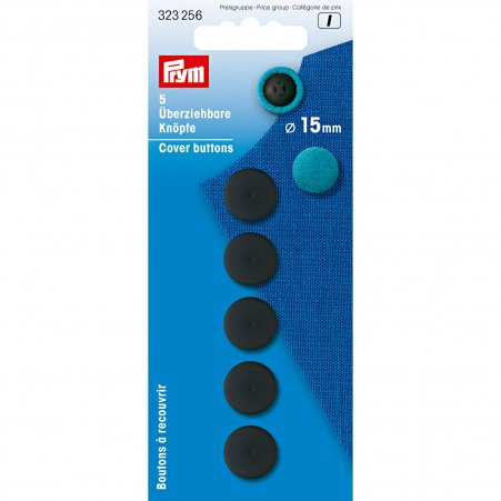Prym Überziehbare Knöpfe KST 15 mm schwarz 