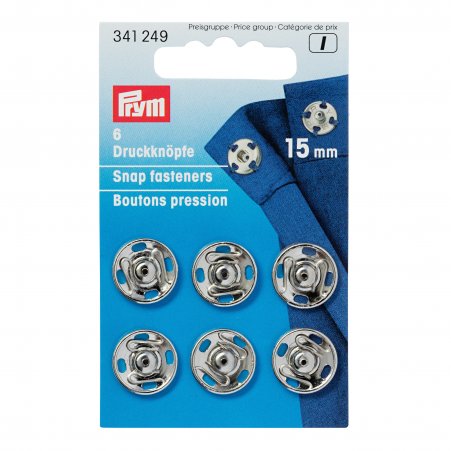 Prym Annäh-Druckknöpfe MS 15 mm silberfarbig 