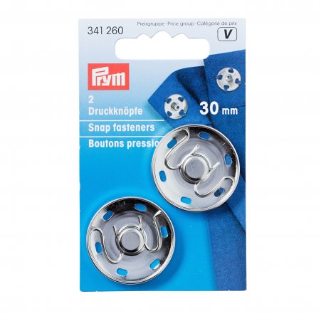 Prym Annäh-Druckknöpfe MS 30 mm silberfarbig 