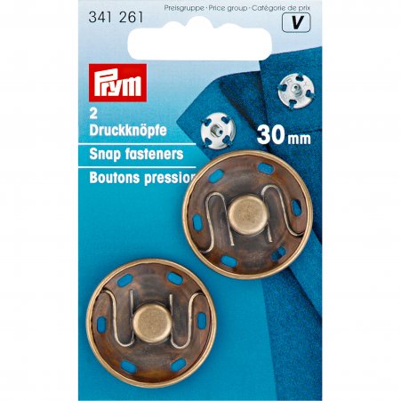 Prym Annäh-Druckknöpfe MS 30 mm altmessing 