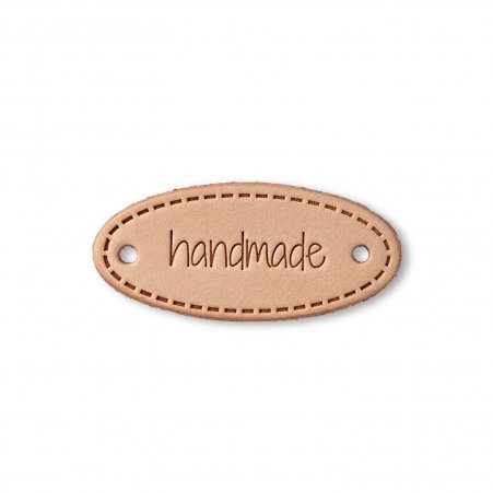 Prym Handmade Label Leder natur oval 