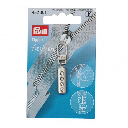 Prym Fashion-Zipper Strass silberfarbig matt 