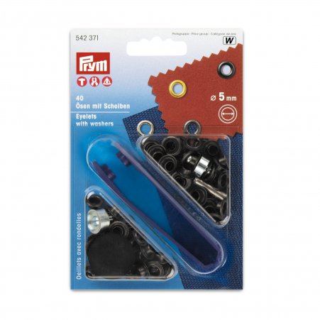 Prym Ösen und Scheiben MS 5,0 mm brüniert 