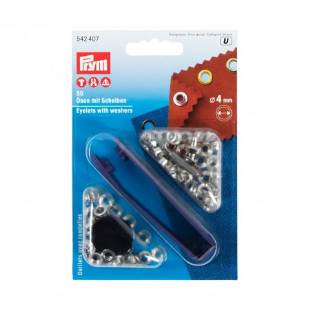 Prym Ösen und Scheiben MS 4,0 mm silberfarbig 