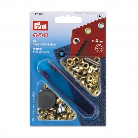 Prym Ösen und Scheiben MS 4,0 mm goldfarbig 