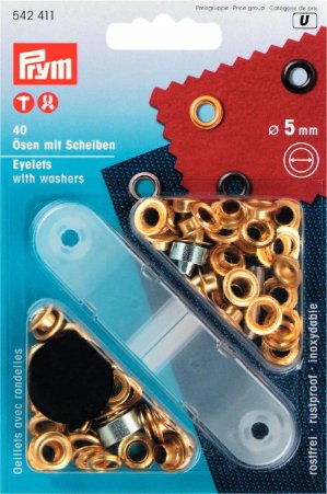 Prym Ösen und Scheiben MS 5,0 mm goldfarbig 