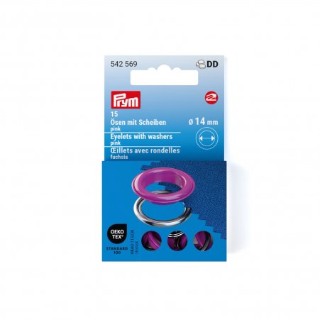 Prym Ösen  m. Scheiben bunt 14mm - verschiedene Farben  