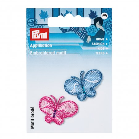 Prym Applikation Schmetterlinge pink, blau 