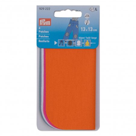 Prym Patches Köper13x13cm orange/pink/weiss/blau 