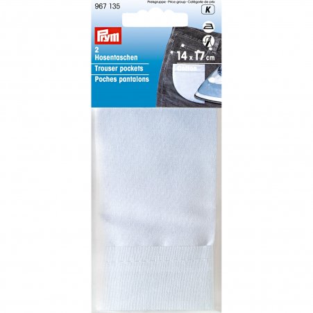 Prym Hosentaschen halb CO (bügeln) 14 x 17 cm weiß 