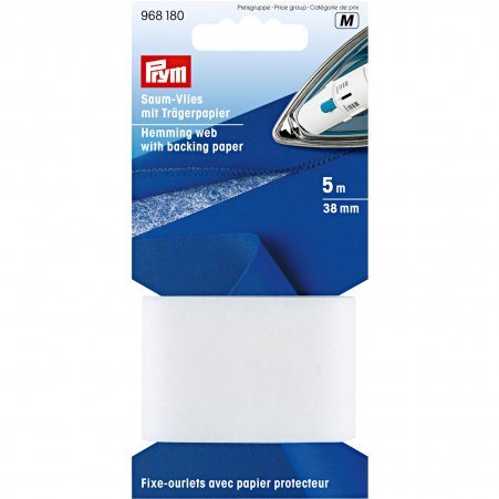 Prym Saumvlies mit Trägerpapier zum Einbügeln 38 mm weiss 