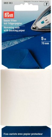 Prym Saumvlies mit Trägerpapier zum Einbügeln 75 mm weiss 