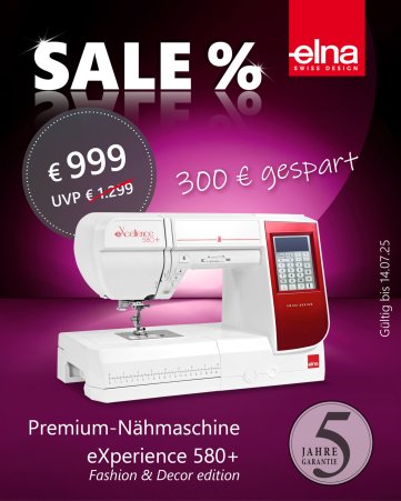 Elna  580+  eXcellence Computernähmaschine 