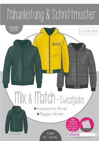 ki-ba-doo Herren Sweatjacke Mix&Mat. Gr. XS-XXXXL 